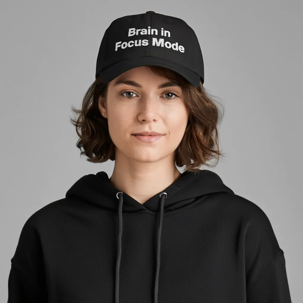 "Brain in Focus Mode" motivational hat.